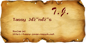 Tassy Jónás névjegykártya